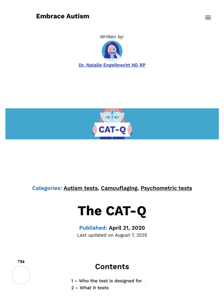 Cat-q-The Camouflaging Autistic Traits Questionnaire - Embrace Autism ...