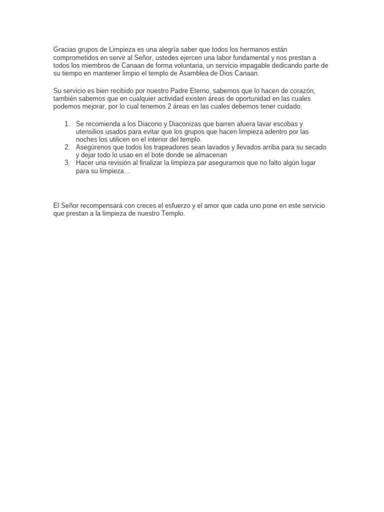 Gracias Grupos de Limpieza | PDF