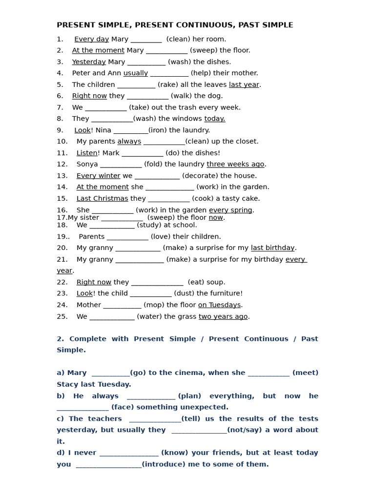 Pdfcoffeecom Present Simple Present Continuous and Past Simple ...