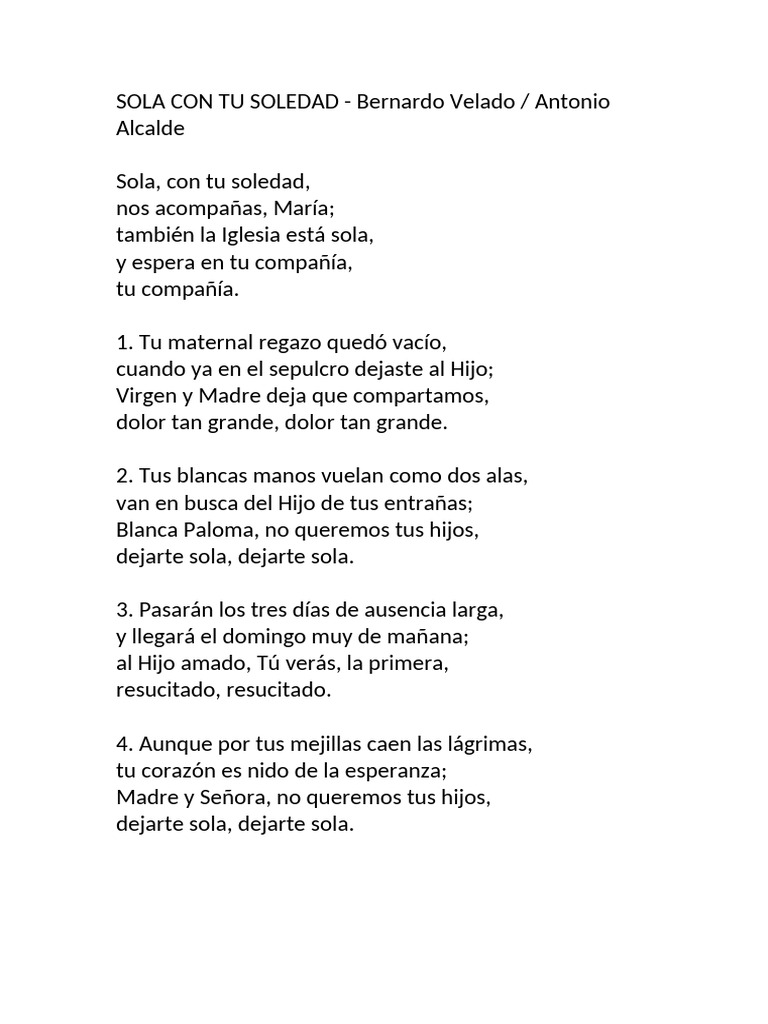 Sola Con Tu Soledad Letra | PDF