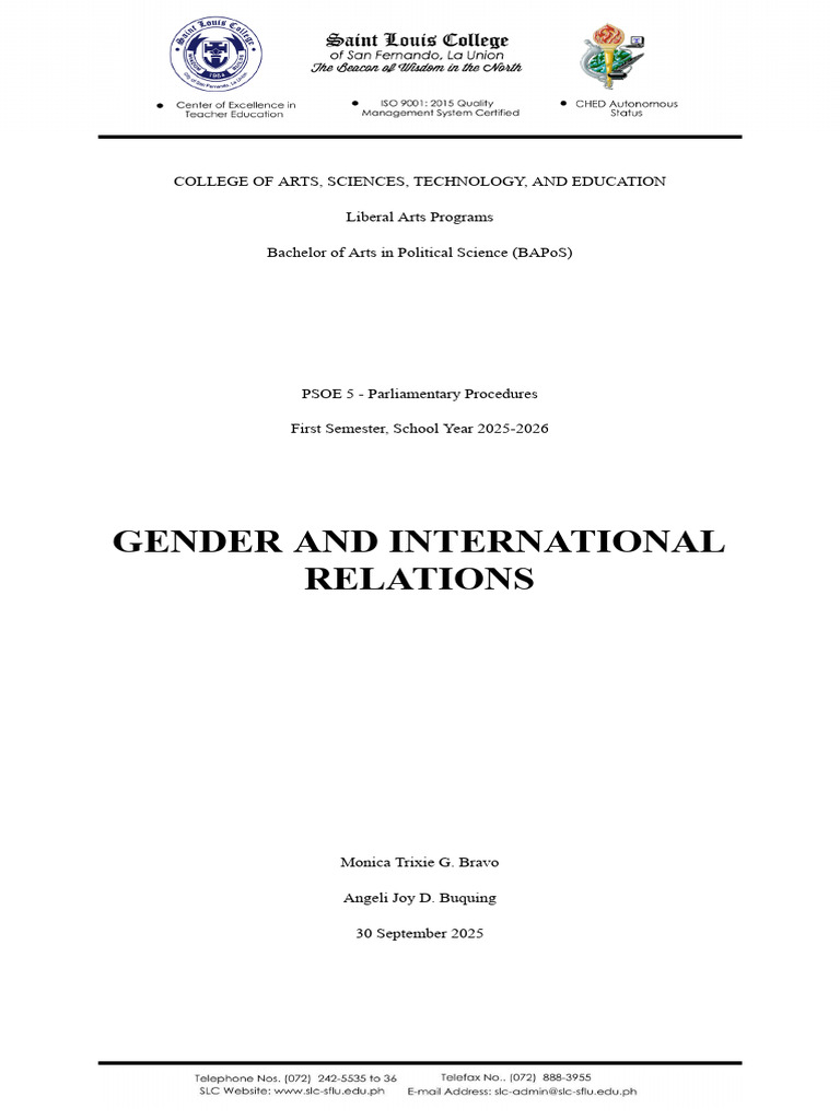 Gender in International Relations | PDF | Gender | Gender Studies
