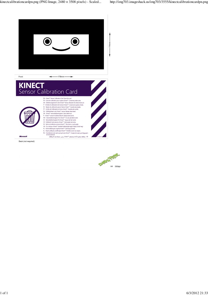 Kinect Calibration Card PDF