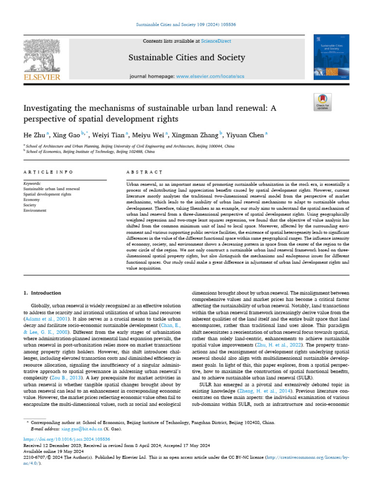 Investigating The Mechanisms of Sustainable Urban Land Renewal - A ...