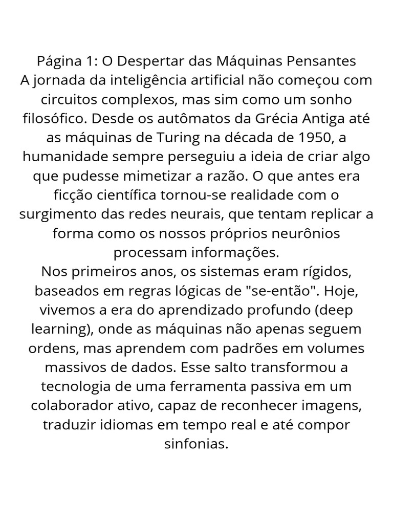 Página 1 O Despertar Das Máquinas Pensantes A Jornada Da Inteligência ...