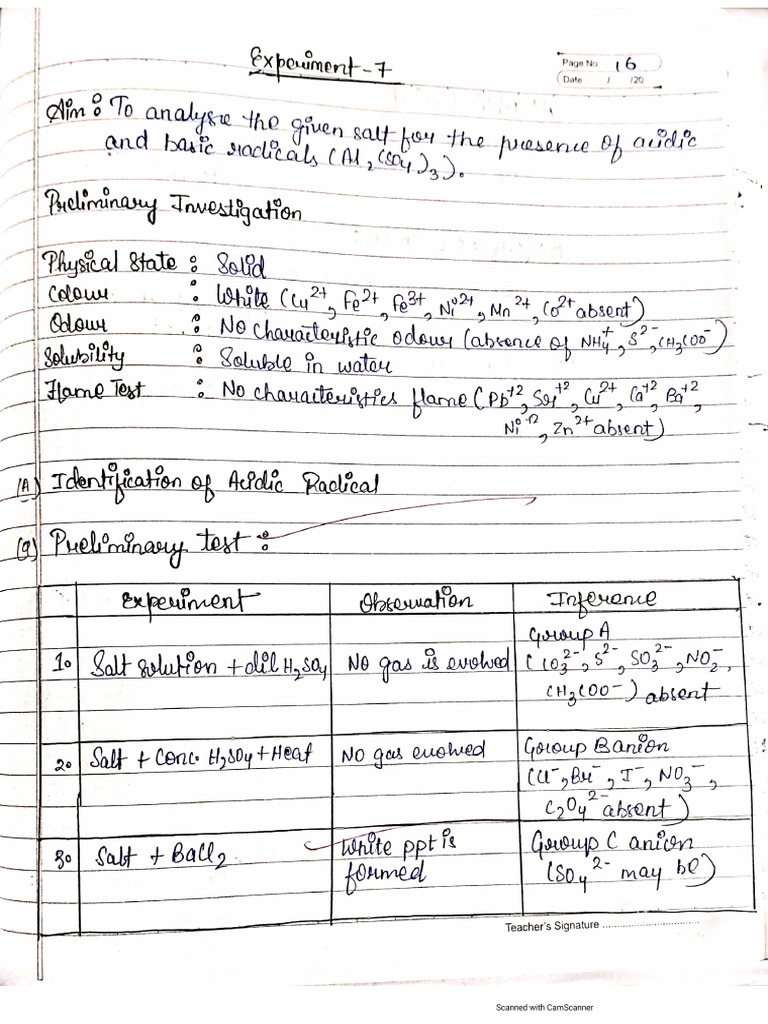 Salt Analysis | PDF