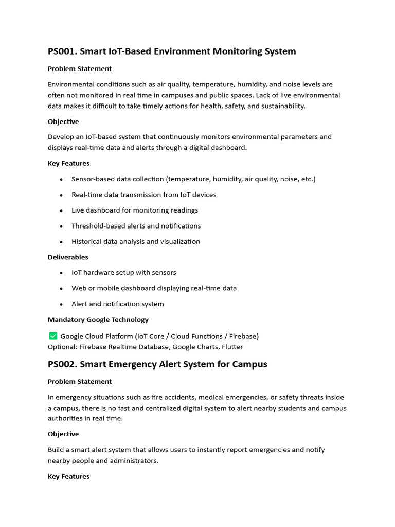 Problem Statement TechSprint 25 | PDF | Internet Of Things ...