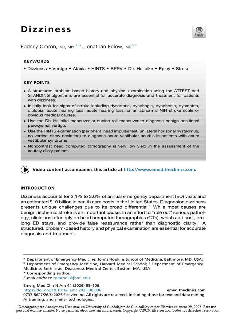 Vértigo 2026 | PDF | Vertigo | Vestibular System