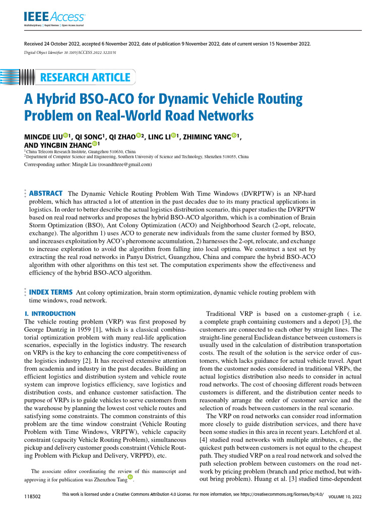 A Hybrid BSO-ACO For Dynamic Vehicle Routing Problem On Real-World Road ...