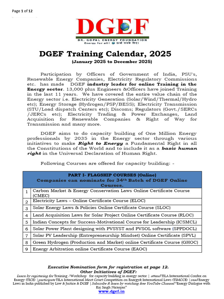 Dgef Training Calendar 2025 Approved Final - Compressed | PDF | Power ...