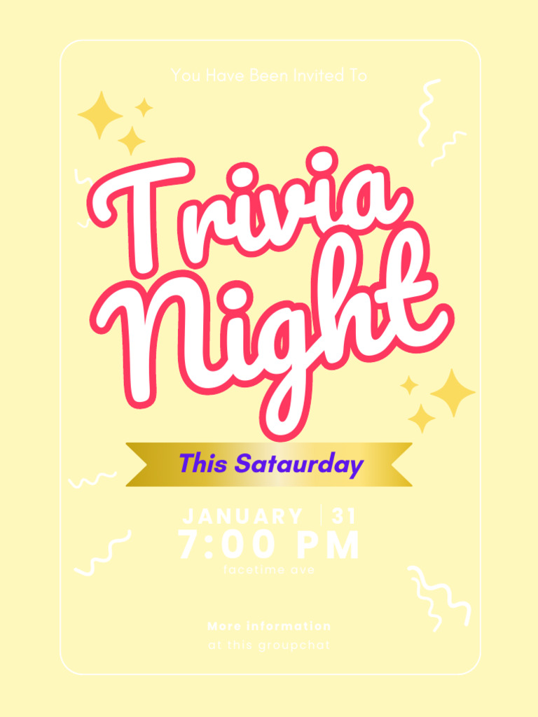Purple and White Trivia Night Playful Flyer | PDF