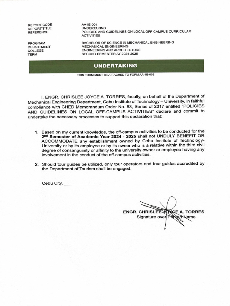 Form 004 Undertaking | PDF