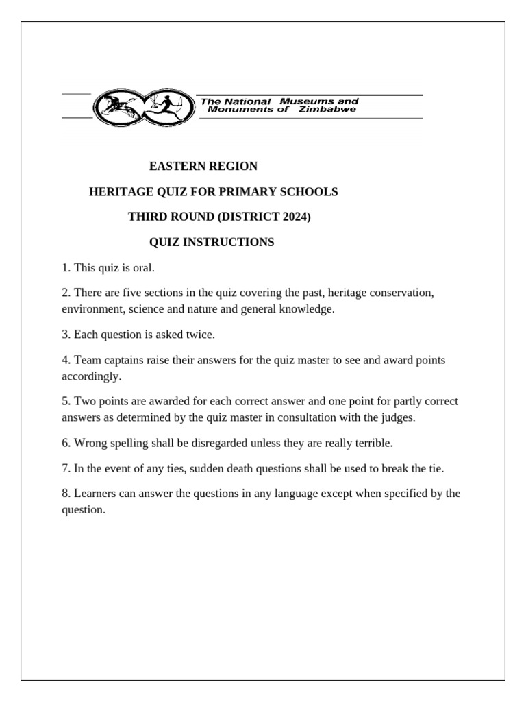 Third Round District Level Paper 2024 | PDF | Zimbabwe