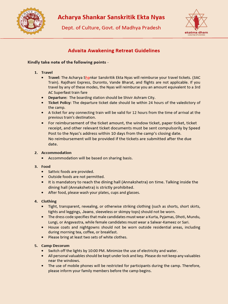 Advaita Awakening Youth Retreat Guidelines | PDF | Clothing