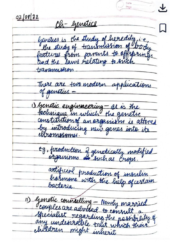 Genetics Handwritten Notes | PDF