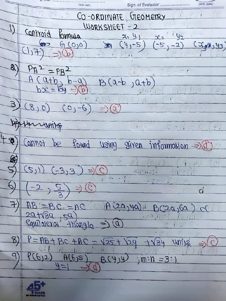 Coordinate Geometry Worksheet 2 | PDF
