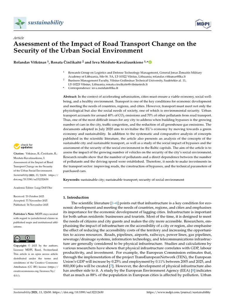 Assessment of The Impact of Road Transport Change | PDF ...
