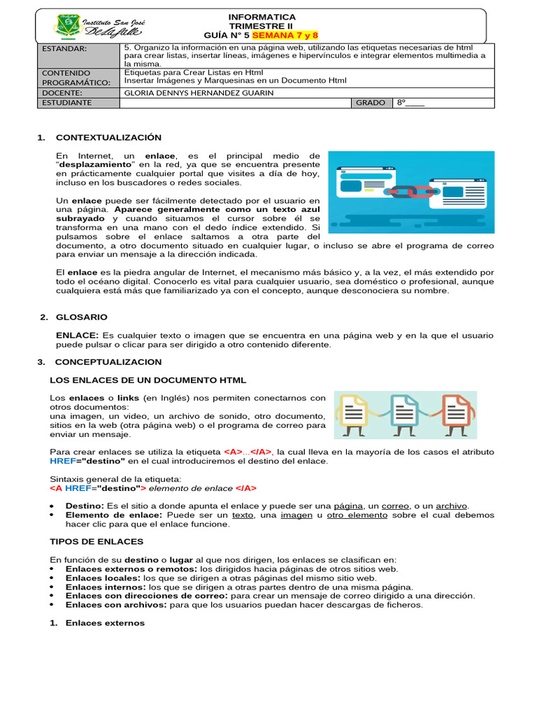 Guia Informatica - OCTAVO - Num.5 - SEMANA 7 y 8 - TRIM - 2 | PDF ...