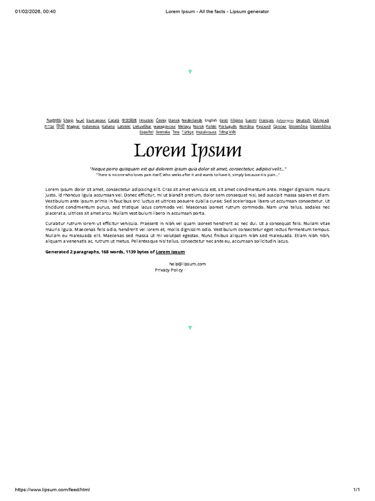 Generated 2 Paragraphs, 168 Words, 1139 Bytes of Lorem Ipsum | PDF