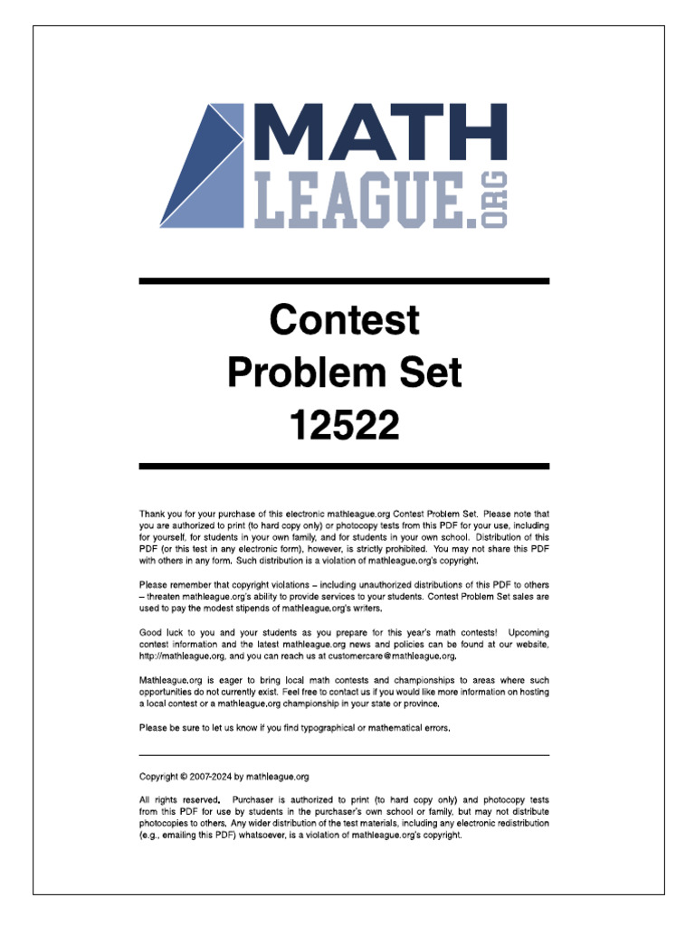 Mathleague 2025 | PDF