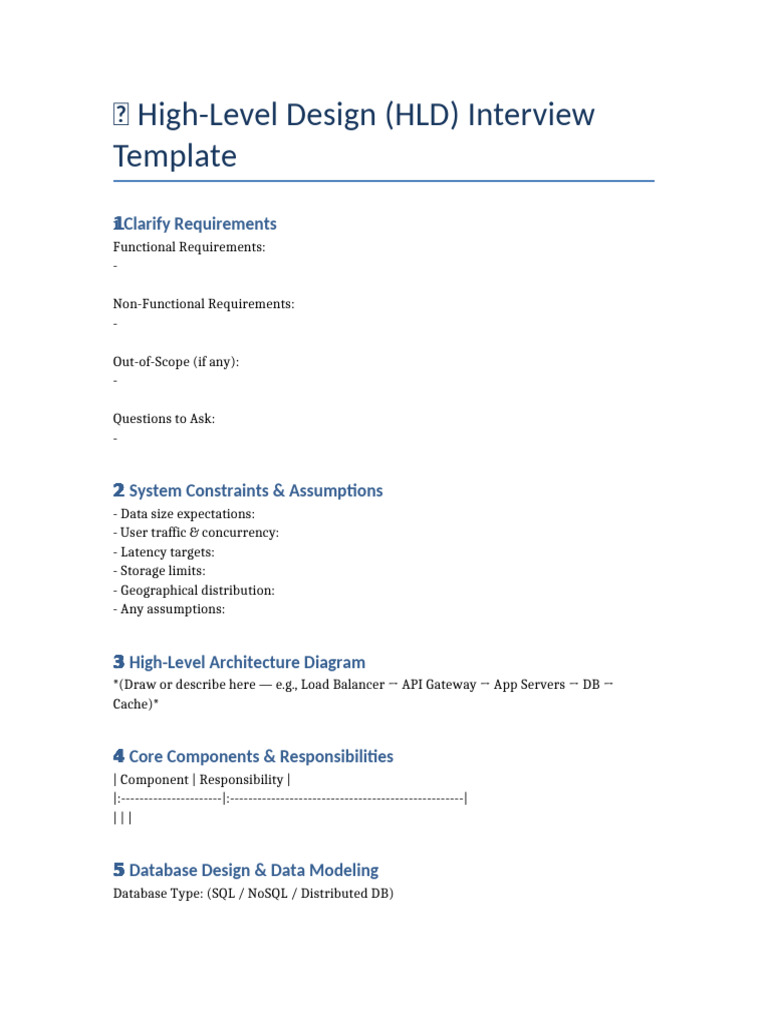 HLD Interview Template | PDF