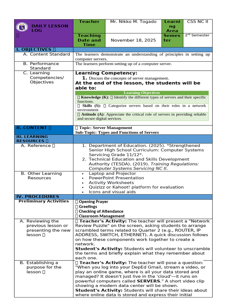 CSS 11 WK 2 Qt3 - Server Management | PDF | Peer To Peer | Client ...