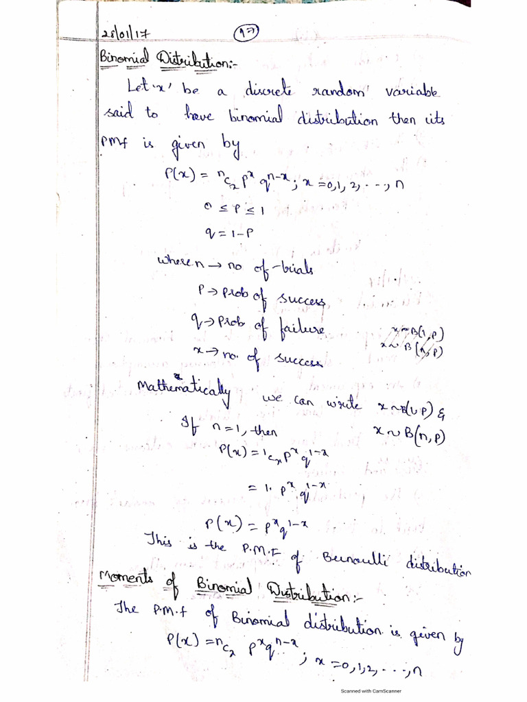 Binomial Distribution Notes | PDF