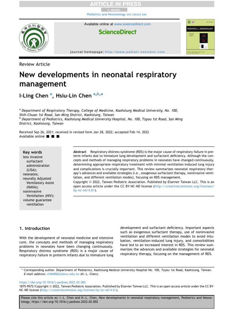 New Developments in Neonatal Respiratory Management | PDF | Preterm ...