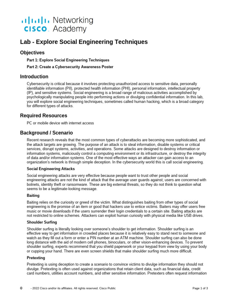 1 2 13 Lab Explore Social Engineering Techniques | PDF | Phishing ...