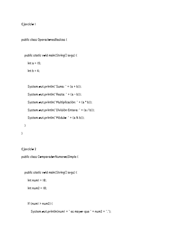 Ejercicios de Java | PDF | Programación de computadoras | Ingeniería de ...