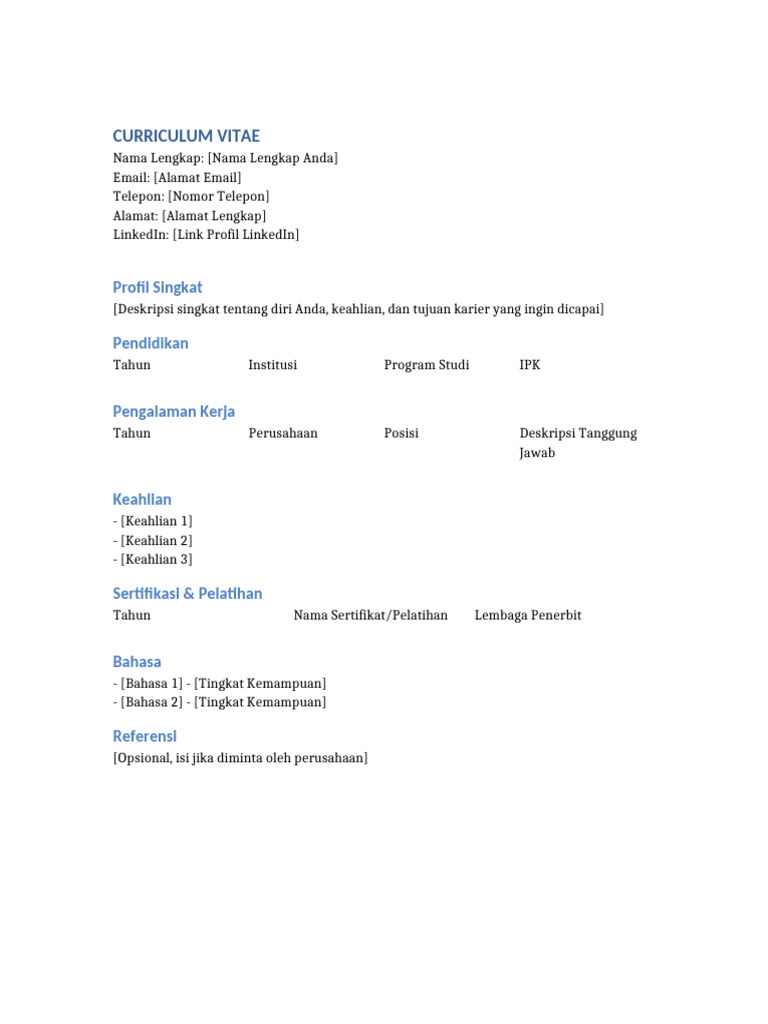 CV Format | PDF