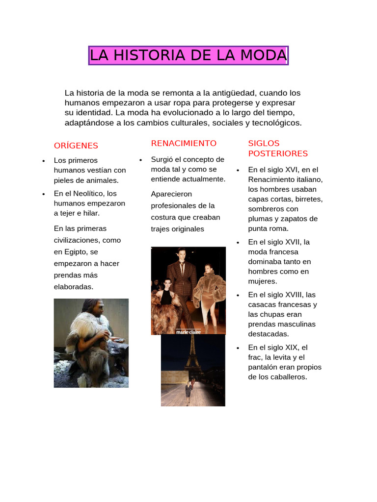 La Historia de La Moda | PDF | Moda | Ropa
