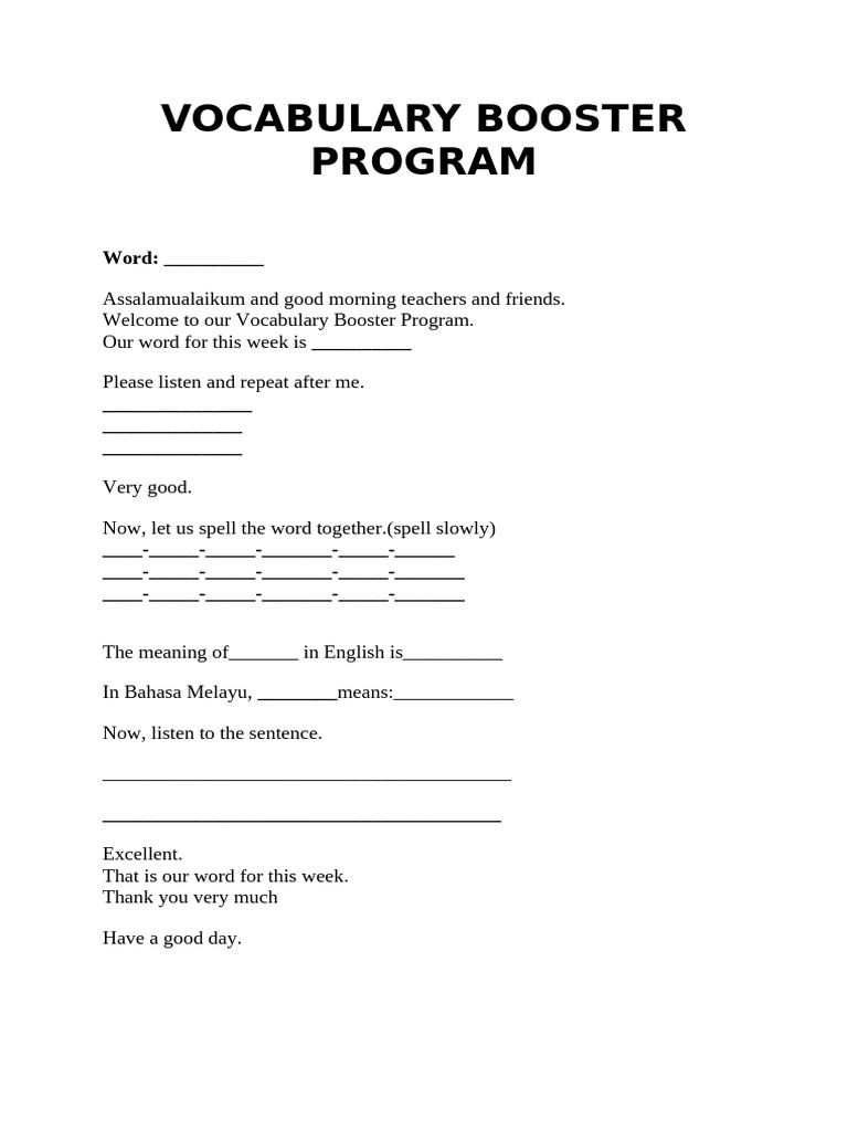 VOCABULARY BOOSTER PROGRAM | PDF | Agriculture