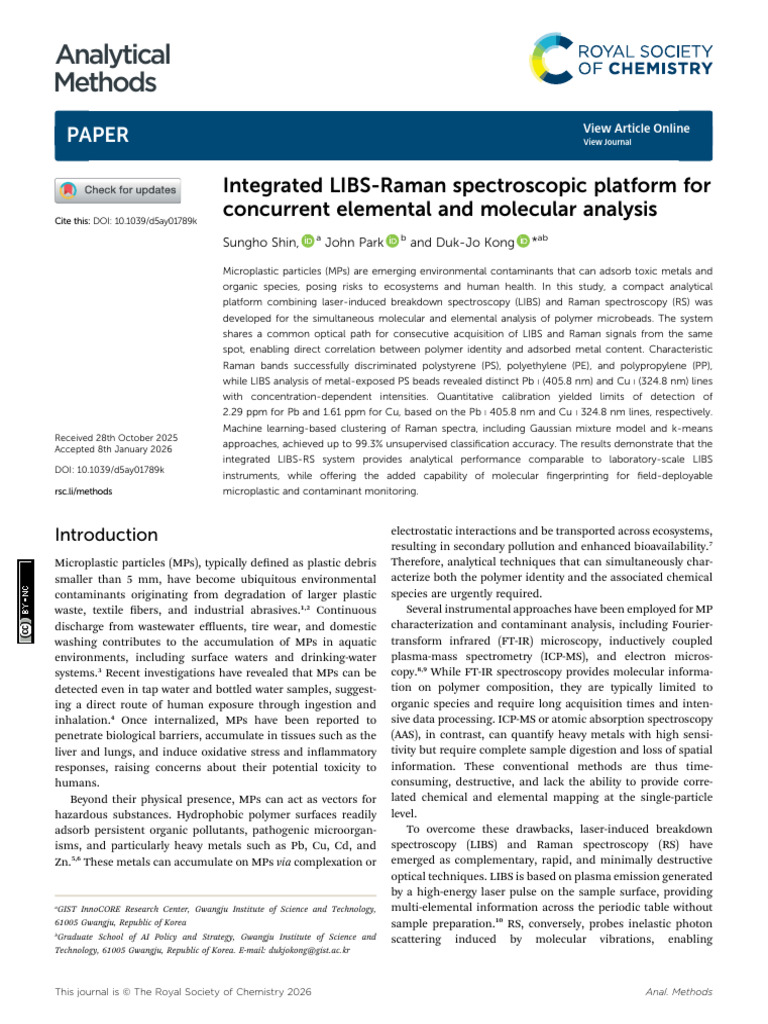 Integrated LIBS-Raman Spectroscopic Platform For Concurrent Elemental ...