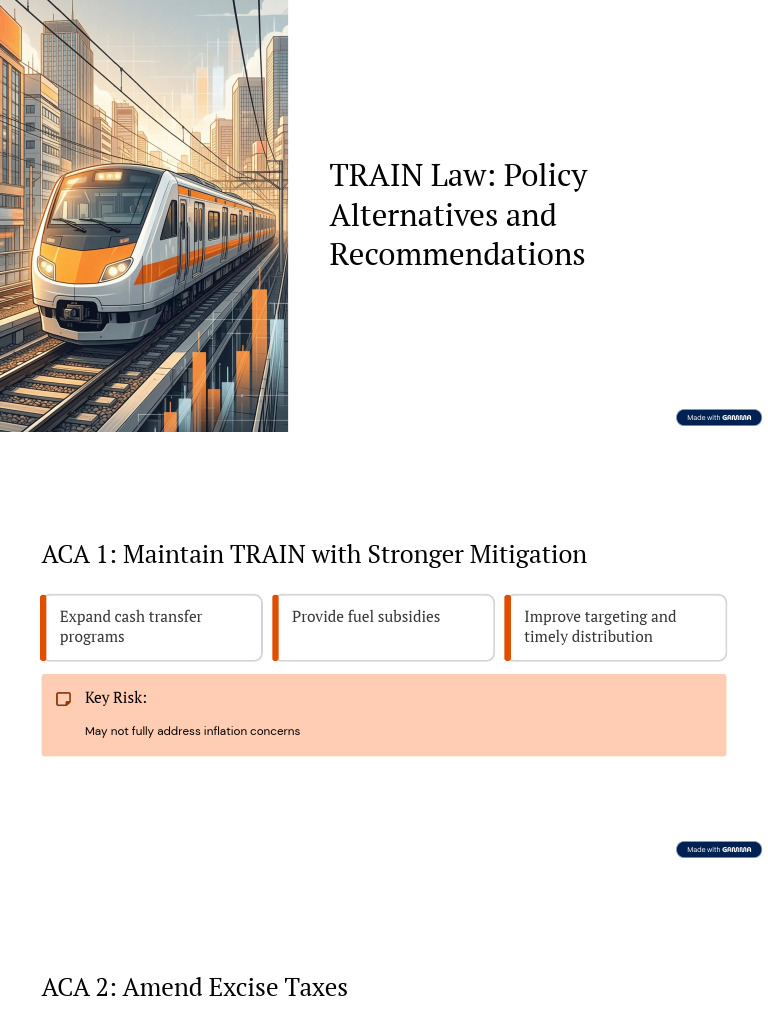 TRAIN Law Policy Alternatives and Recommendations | PDF | Taxes | Inflation