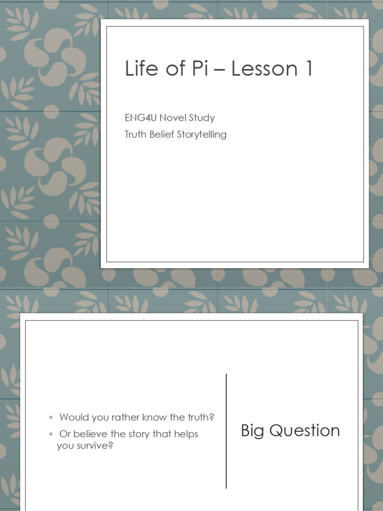 Life of Pi Lesson 1 Key Points | PDF