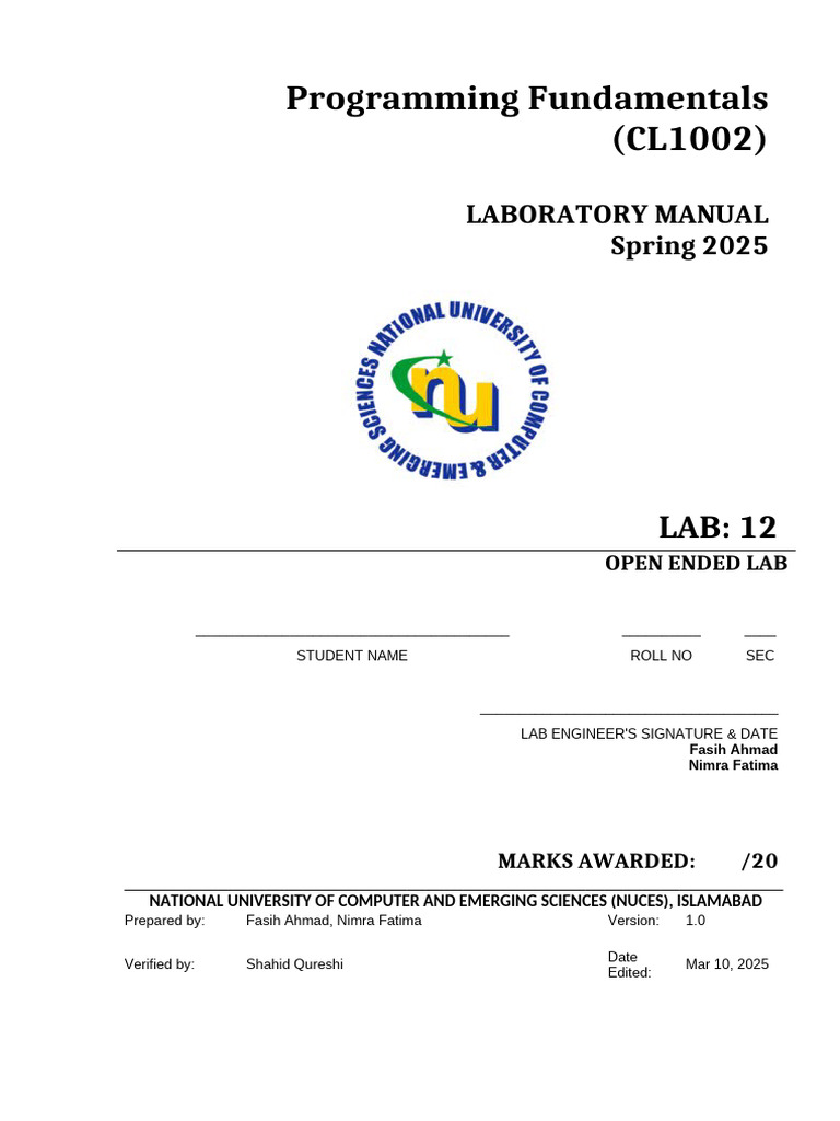 PF Open Ended Lab | PDF | Input/Output | Pointer (Computer Programming)