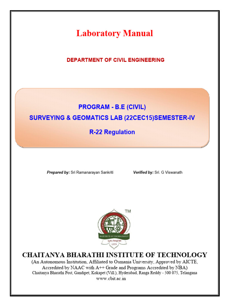 Lab Manual - Civil Survey Lab-12-02-2024 | PDF | Surveying | Compass