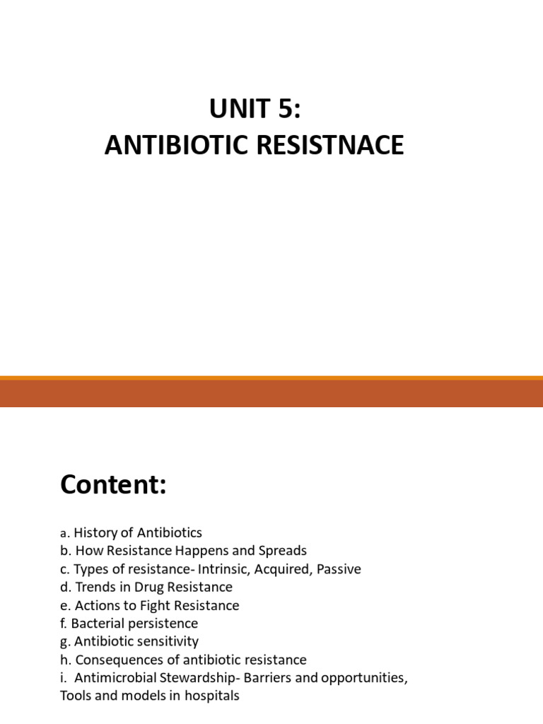 Unit 5 - Antibiotic Resistance | PDF | Antimicrobial Resistance | Infection