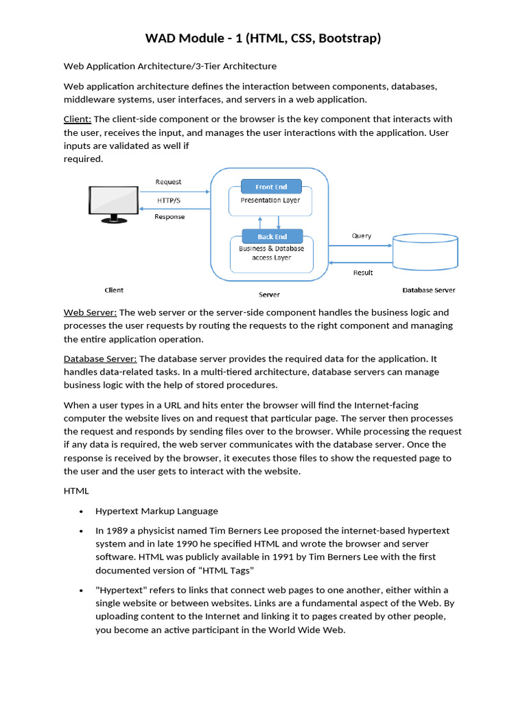 Web Application Architecture | PDF | Html Element | Html