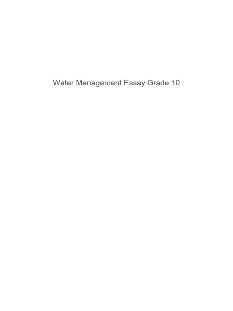 Water Management Essay in South Africa - Grade 10 Analysis | PDF ...