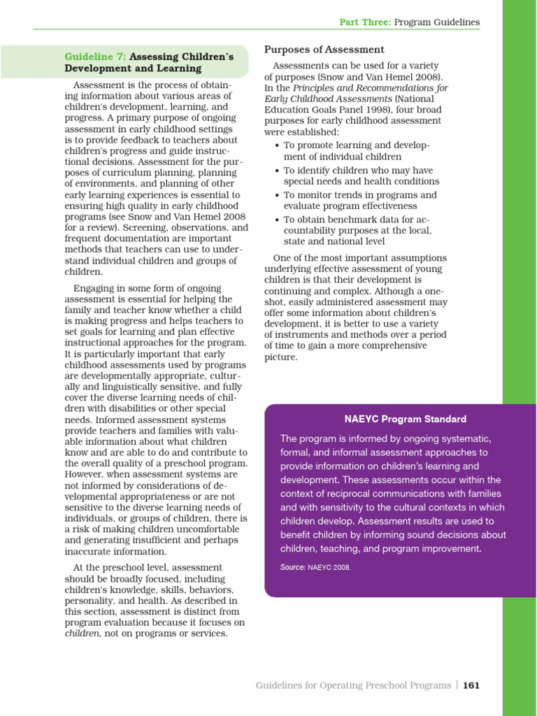 Preschool Program Guidelines - Guideline 7 - Assessing Children's ...