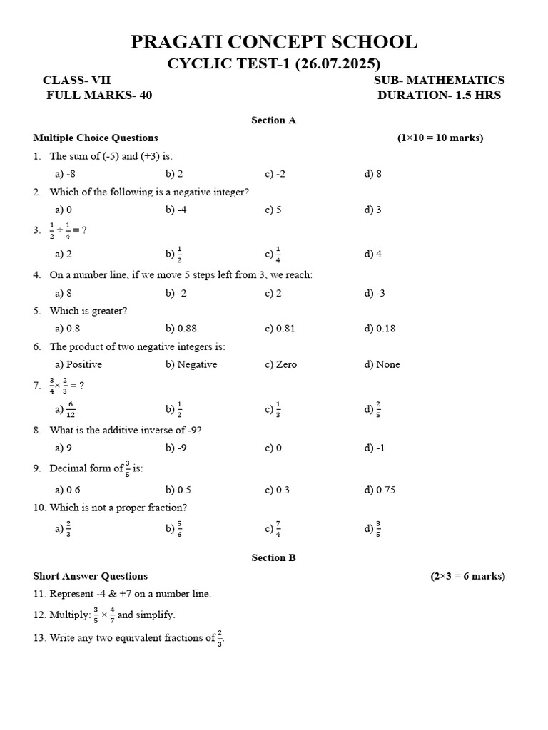7 Mathematics | PDF | Numbers | Integer