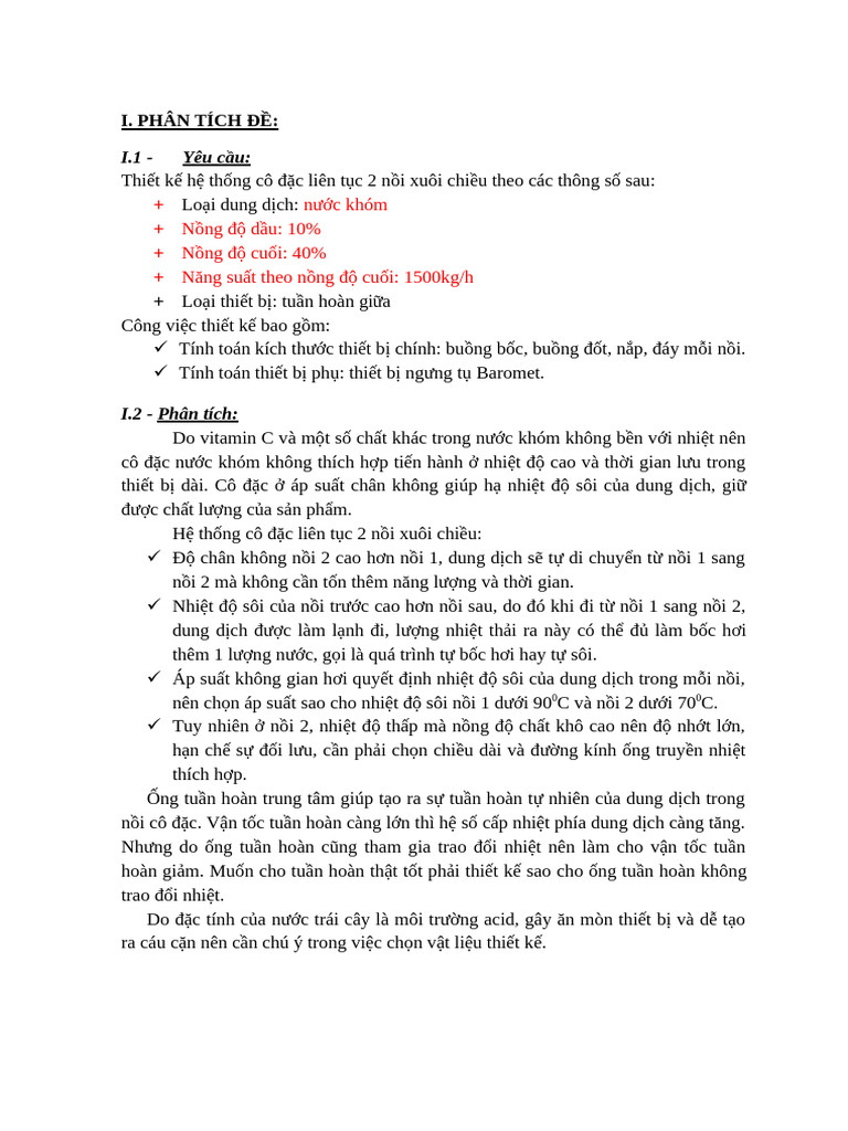 Huong Dan Do An - Thiet Bi Chinh | PDF