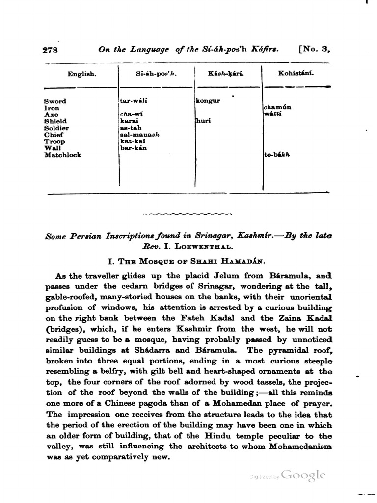 1865 Persian Inscriptions Found in Srinagar Kashmir by Loewenthal From ...