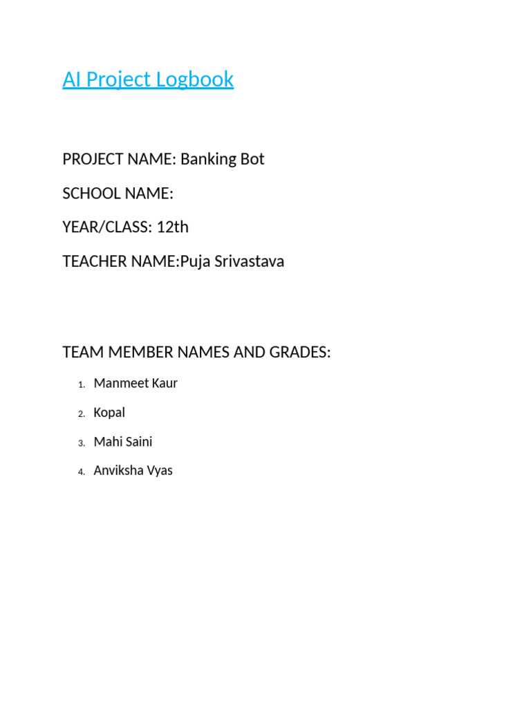 AI Project Logbook | PDF | Artificial Intelligence | Intelligence (AI ...