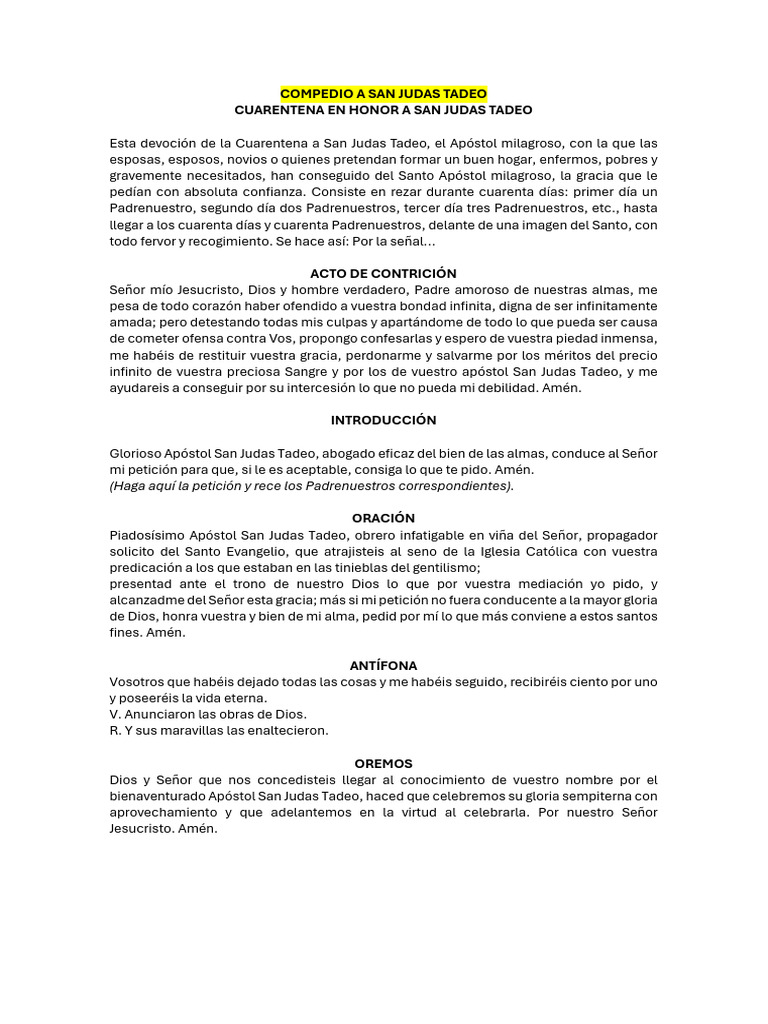 Compedio A San Judas Tadeo | PDF | Intercesión | orador del Señor