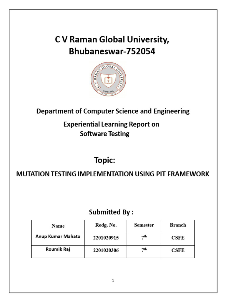 C V Raman Global University | PDF | Software Bug | Software Engineering