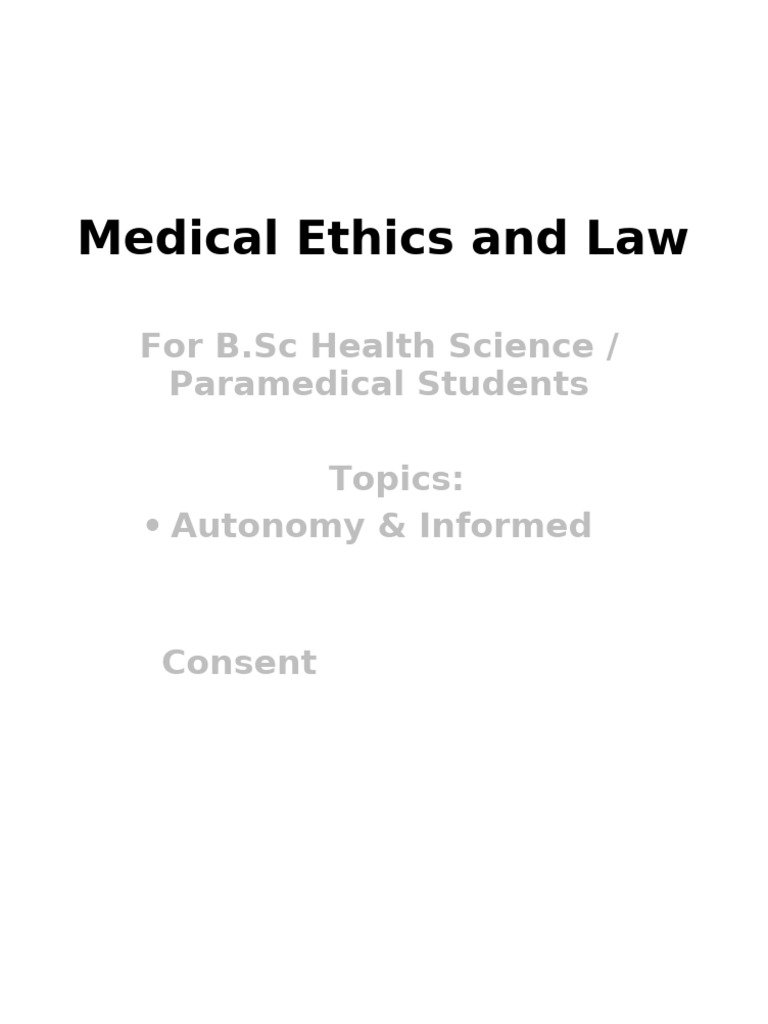 Medical Ethics and Law BSc Students Converted | PDF | Informed Consent ...