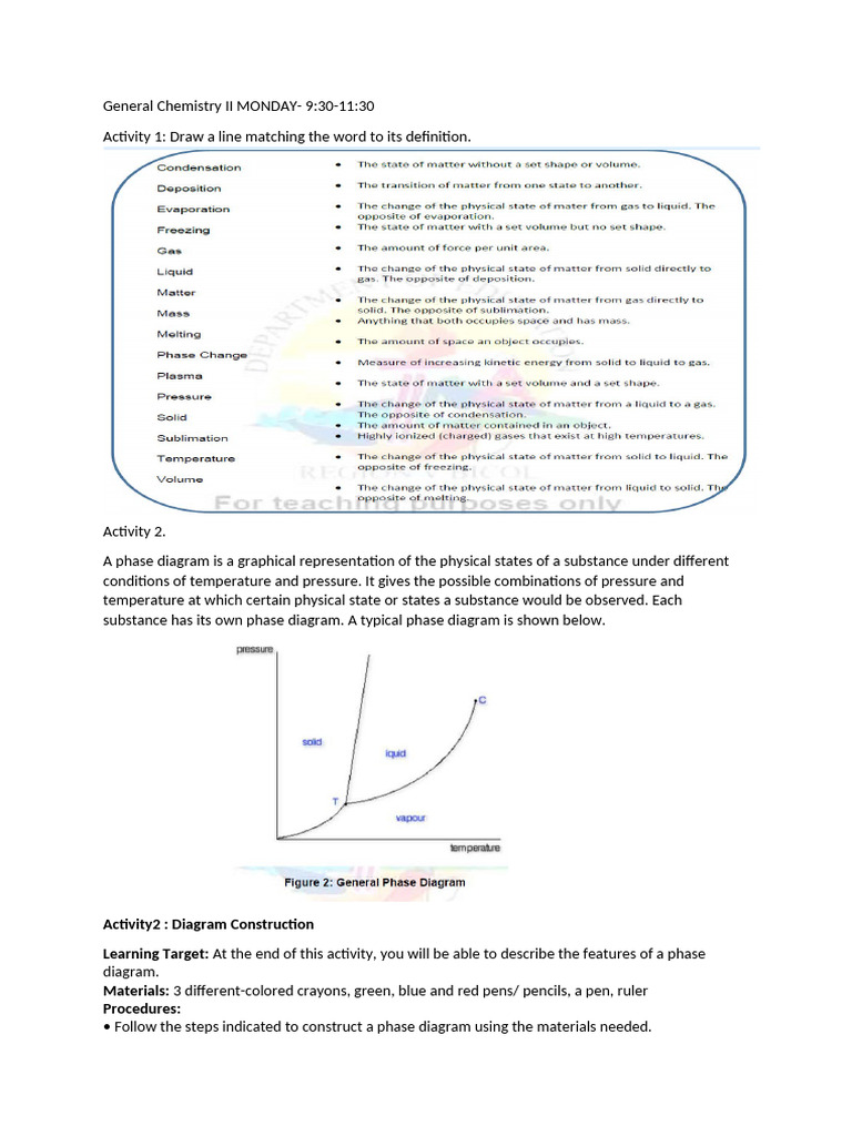 General Chemistry II MONDAY | PDF | Phase (Matter) | Phase Diagram