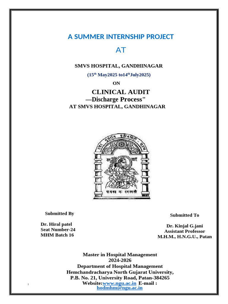 Smvs Project Sip 106 Pages | PDF | Hospital | Patient Safety